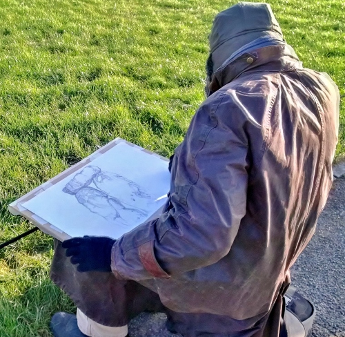 Artist sketching